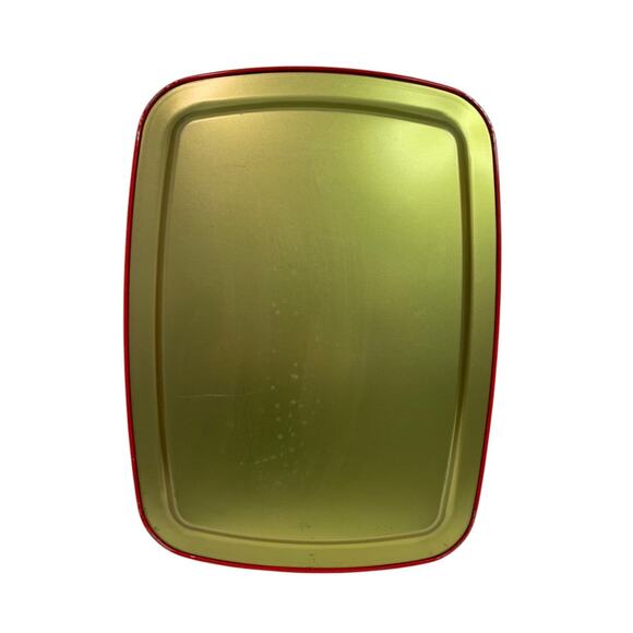 Vintage Holiday Christmas Metal Serving Tray 15 x 11 Inch Poinsettia Candle - Picture 8 of 8